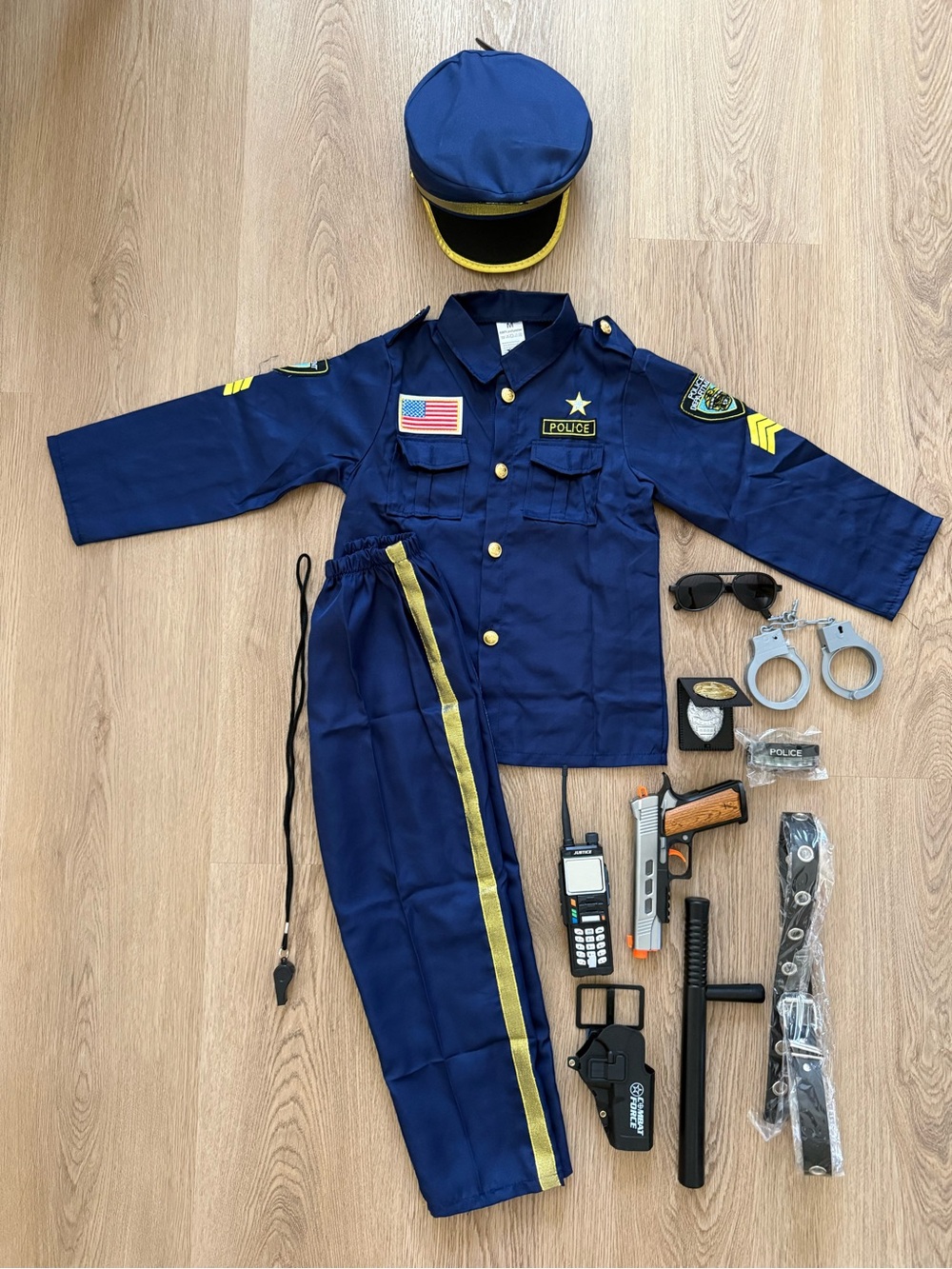 13PCS Police Costume for Kids Size M (5-7) Halloween Costume for boys with Acces